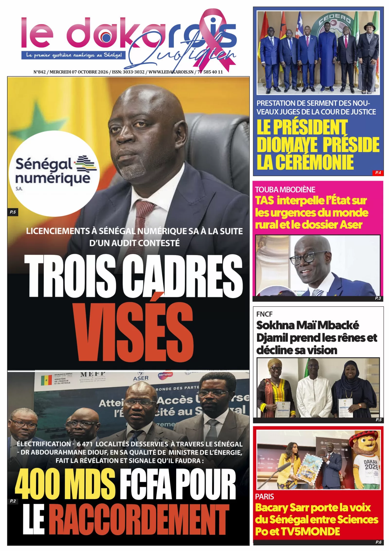 Le Dakarois Quotidien N°842 – 07/10/2026