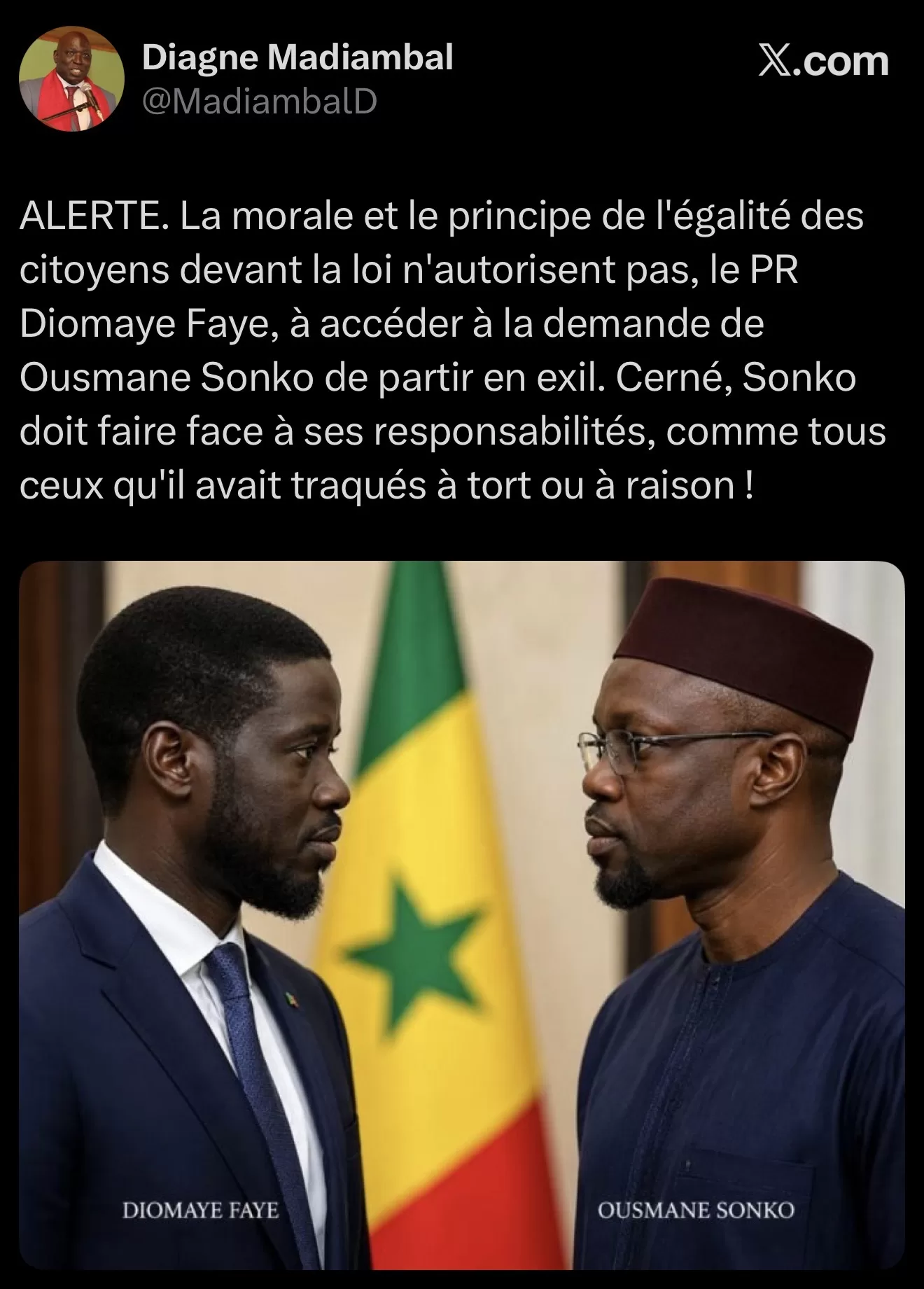 Exil d’Ousmane Sonko : Madiambal Diagne appelle Diomaye Faye à ne pas céder