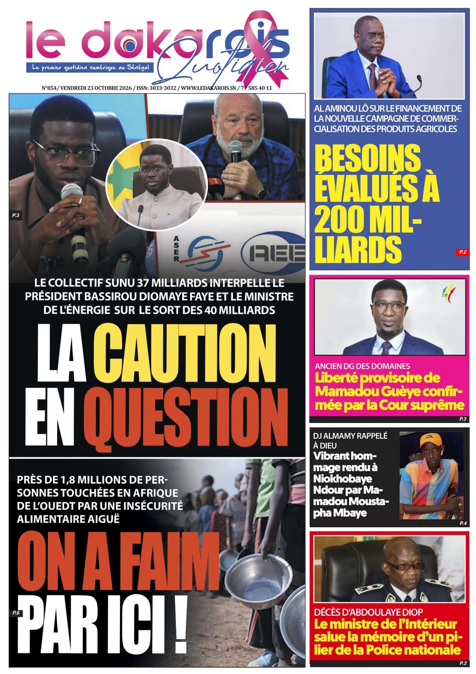 Le Dakarois Quotidien N°854 – 23/10/2026